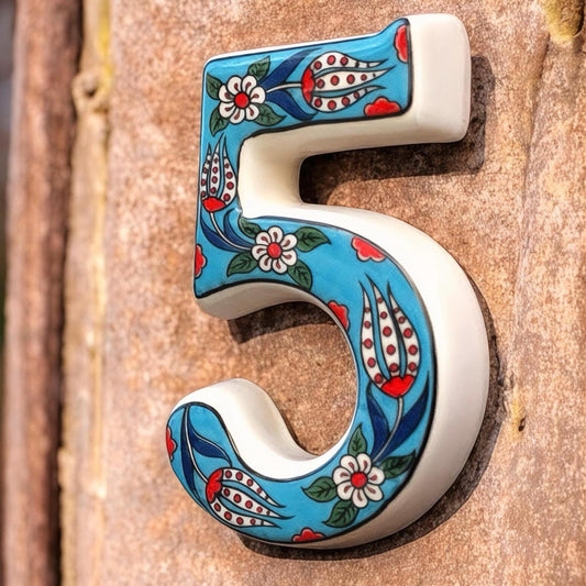 Address Plaque, Handmade Turkish Ceramic House Number, Modern Vertical House Number Sign, Personalized Home Decor, Ceramic House Number Sign
