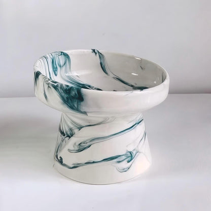 Elevated Ceramic Cat Bowl – Raised Pet Feeder for Cats & Small Dogs – Modern Marble Design – Anti-Slip, Ergonomic Food Dish