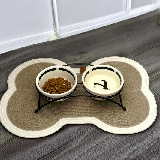 Dog Bone Feeding Mat: Handmade Cotton Rope Pet Placemat