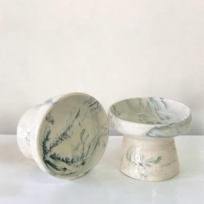 Elevated Ceramic Cat Bowl – Raised Pet Feeder for Cats & Small Dogs – Modern Marble Design – Anti-Slip, Ergonomic Food Dish