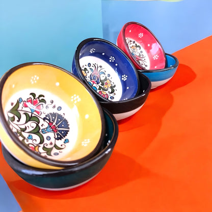 Colorful Serving Bowls - Hand Painted Turkish Ceramic Set, Unique Kitchen Gift for Home