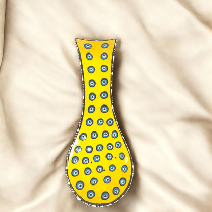 Handmade Ceramic Evil Eye Spoon Rest: Turkish Nazar Boho Kitchen Decor