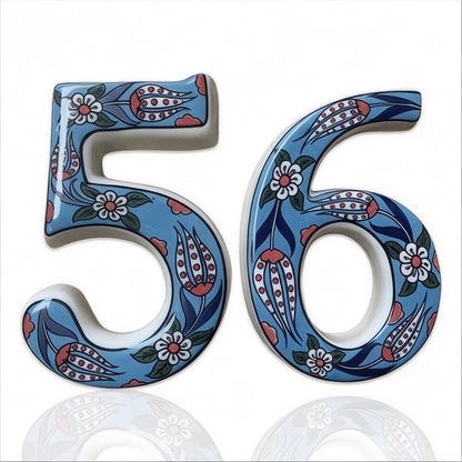 Address Plaque, Handmade Turkish Ceramic House Number, Modern Vertical House Number Sign, Personalized Home Decor, Ceramic House Number Sign