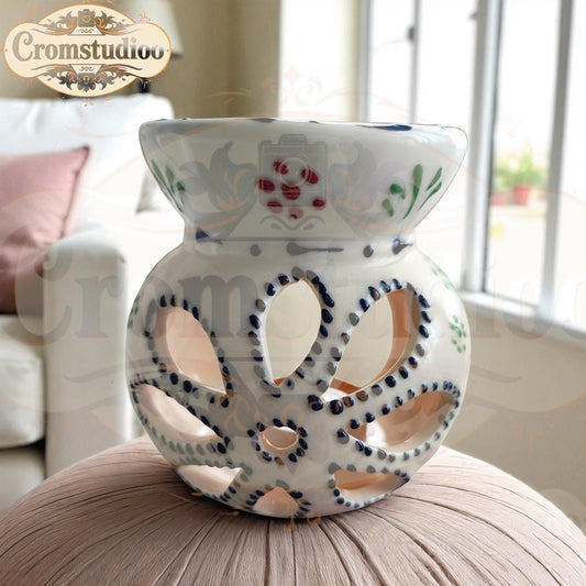Hand-Painted Floral Ceramic Wax Melt Burner: Aroma Diffuser Gift