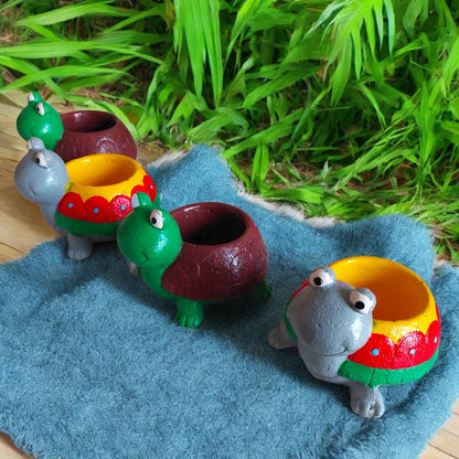 Handmade Ceramic Turtle Planter Set: Succulent & Cactus Pots, Home Decor