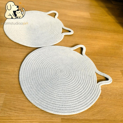 Handmade Cotton Rope Pet Feeding Mat Set: Modern Cat & Small Dog Placemats