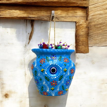 Hand Painted Evil Eye Garden Protector: Spiritual Wall Hanging