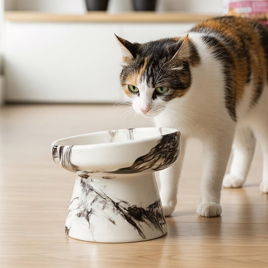 Handmade Elevated Ceramic Pet Food and Water Bowl for Cats, Kittens, Dogs & Puppies - Perfect Pet Owner Gift