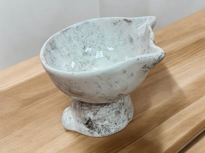 Ceramic Cat Bowl Elevated Raised Feeder – Handmade Non-Slip Food Safe Pet Dish for Small Cats & Kittens