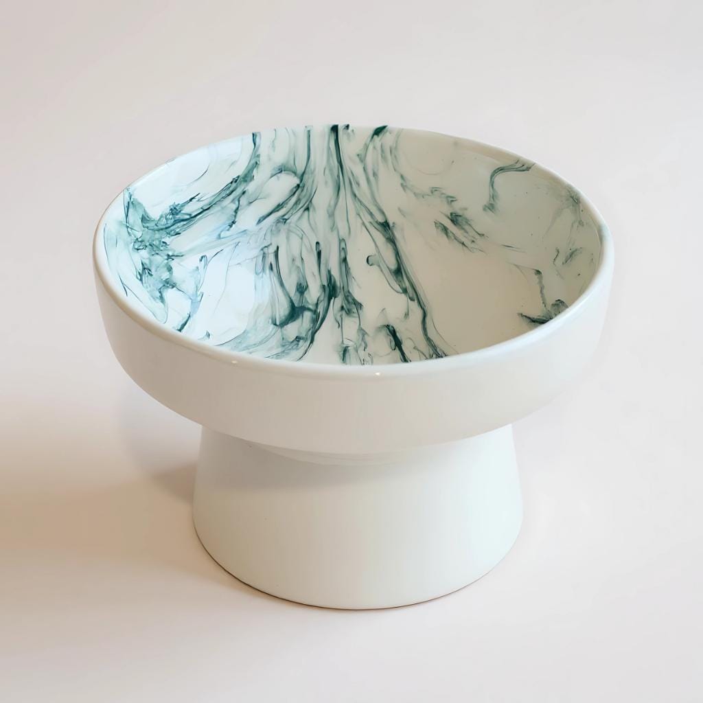 Handmade Elevated Ceramic Pet Food and Water Bowl for Cats, Kittens, Dogs & Puppies - Perfect Pet Owner Gift