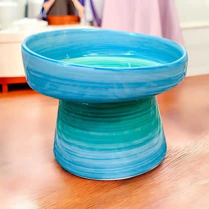 Colorful Elevated Ceramic Cat Bowl – Whisker Friendly Raised Feeder for Cats
