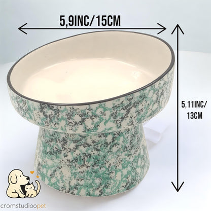 Handmade Elevated Ceramic Cat Bowl: Whisker-Friendly, Anti-Vomit Design