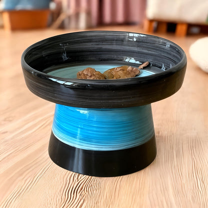 Colorful Elevated Ceramic Cat Bowl – Whisker Friendly Raised Feeder for Cats