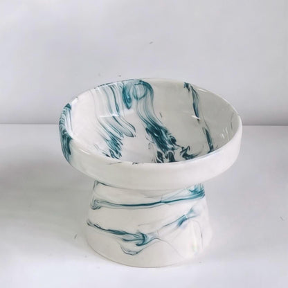 Elevated Ceramic Cat Bowl – Raised Pet Feeder for Cats & Small Dogs – Modern Marble Design – Anti-Slip, Ergonomic Food Dish