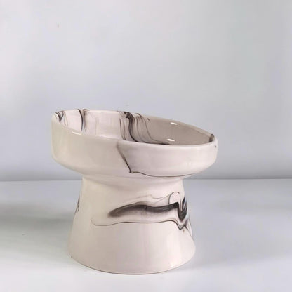 Elevated Ceramic Cat Bowl – Raised Pet Feeder for Cats & Small Dogs – Modern Marble Design – Anti-Slip, Ergonomic Food Dish