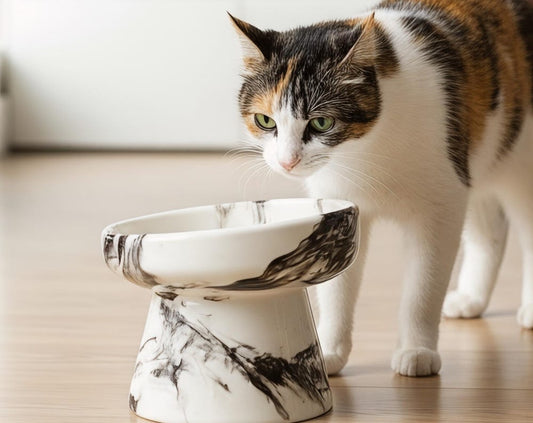 Handmade Elevated Ceramic Pet Food and Water Bowl